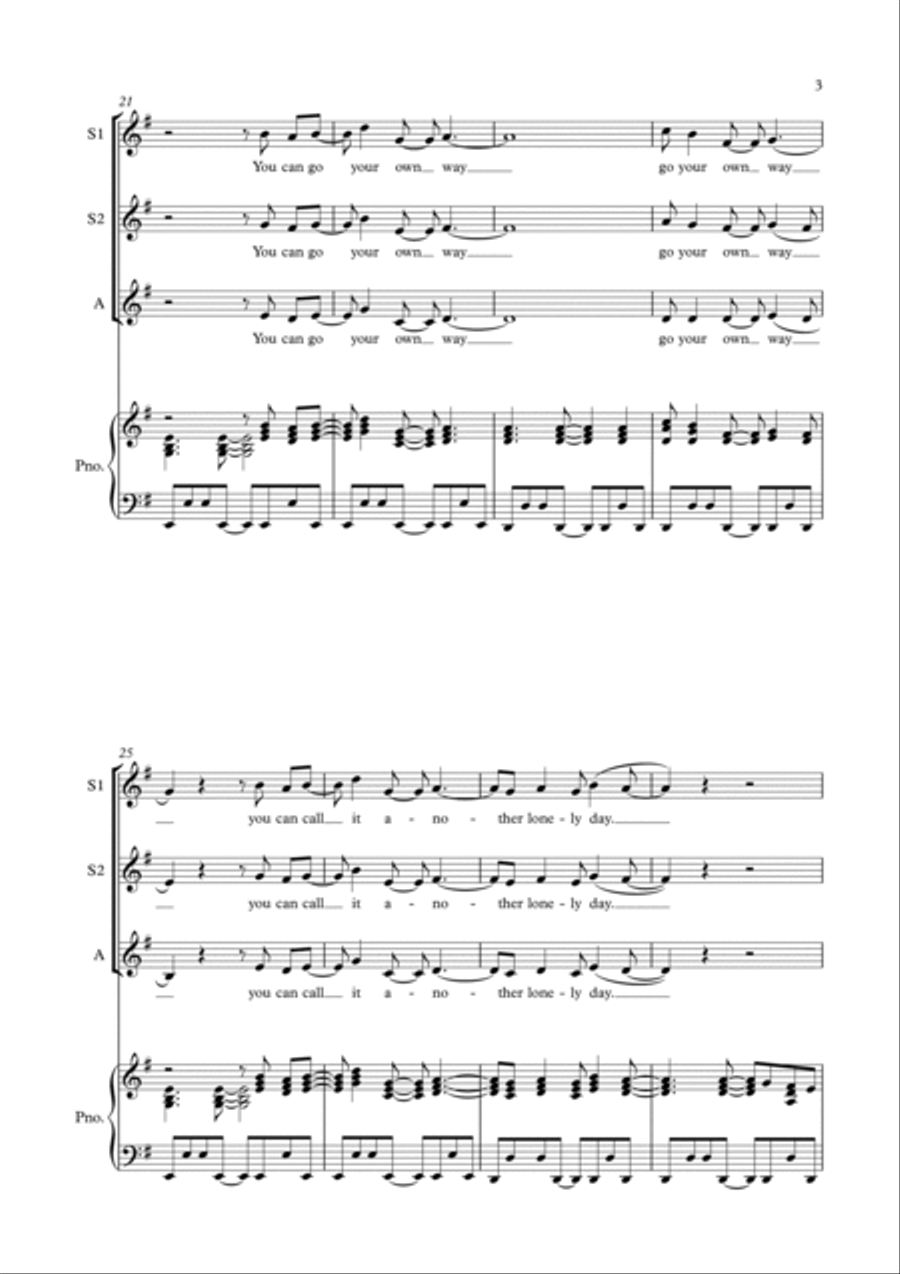 Go Your Own Way SSA scores gallery preview page 3