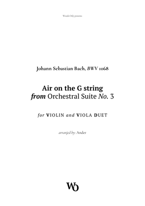 Book cover for Air on the G String by Bach for Violin and Viola Duet