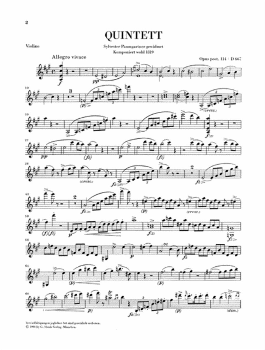 Quintet A Major Op. Posth. 114 D 667 “The Trout” Cello scores gallery preview page 2
