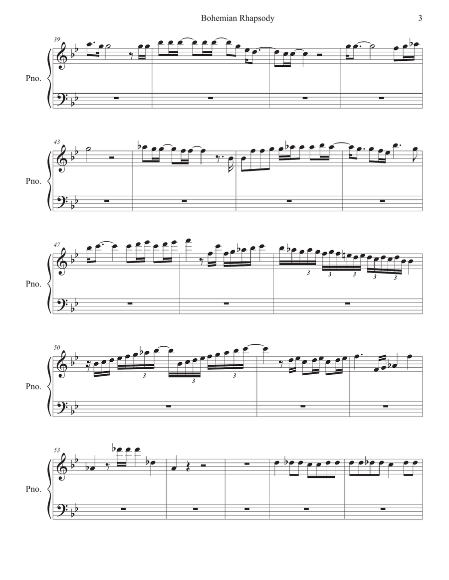 Bohemian Rhapsody Easy Piano scores gallery preview page 3