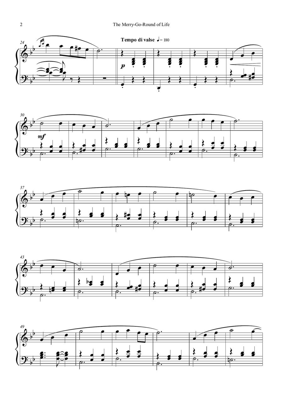 Merry-go-round Of Life by Joe Hisaishi - Piano Solo