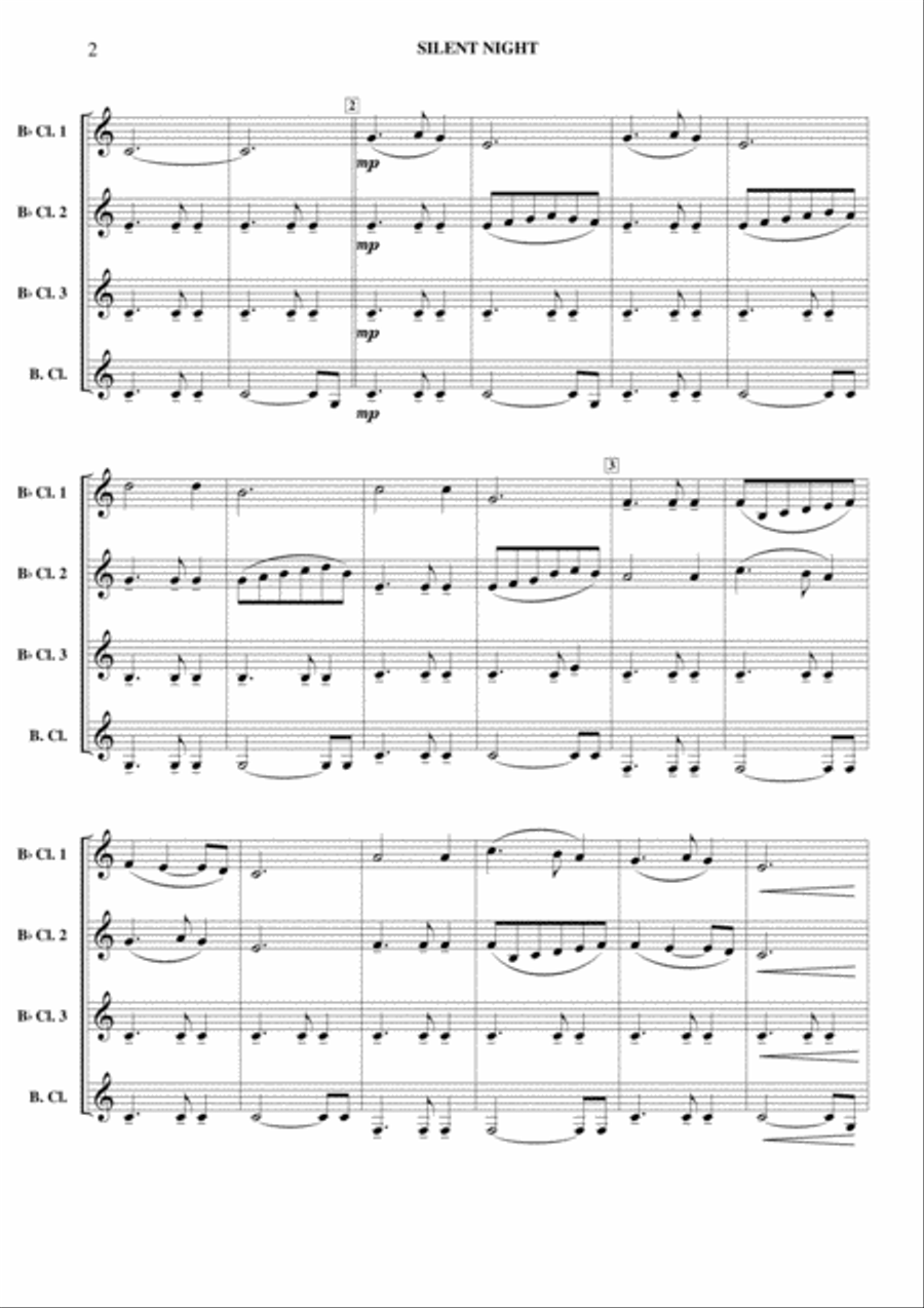 Silent Night, Holy Night Silent Night, Holy Night Clarinet Quartet scores gallery preview page 3