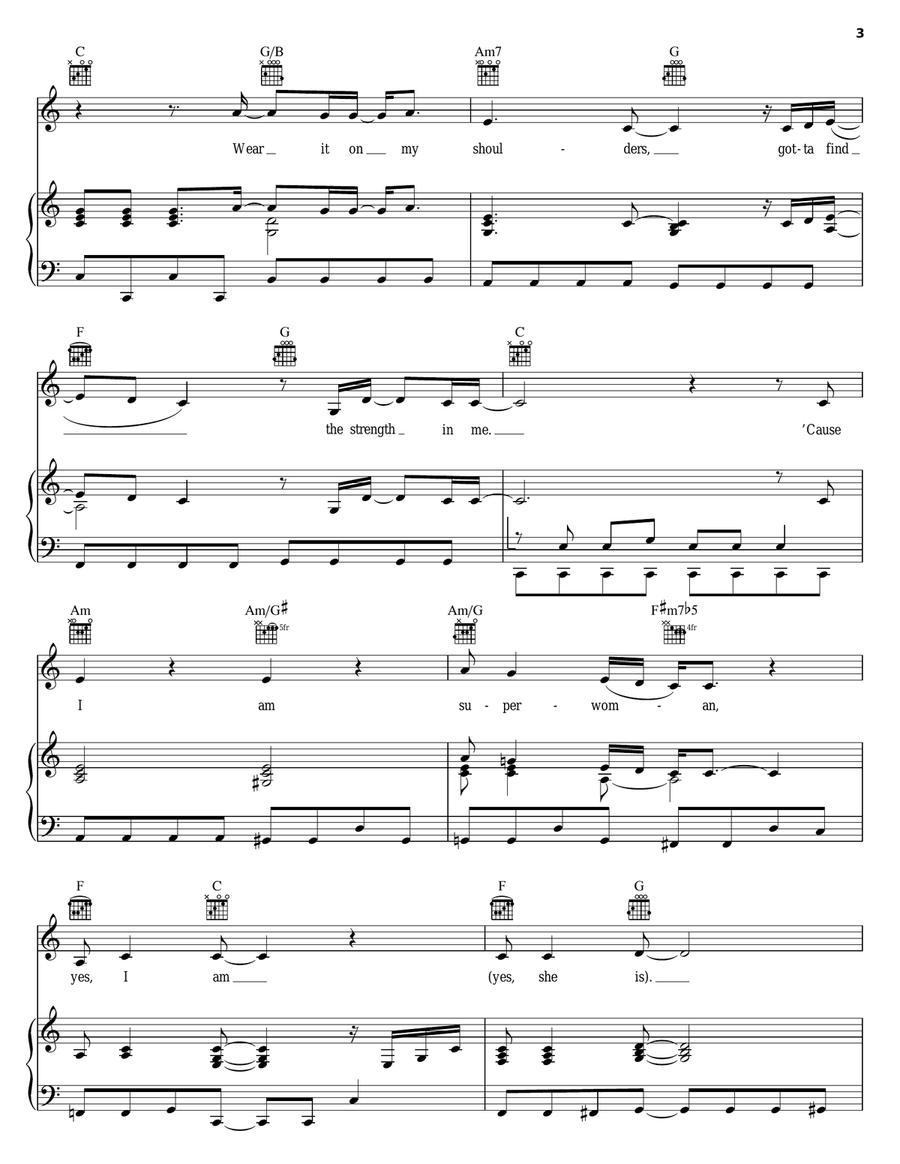 Superwoman Piano, Vocal, Guitar scores gallery preview page 3