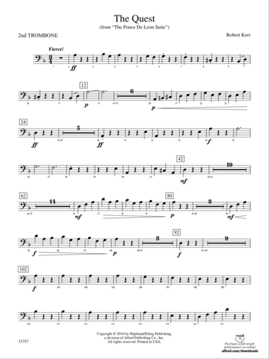 The Quest: 2nd Trombone Full Orchestra scores gallery preview page 1