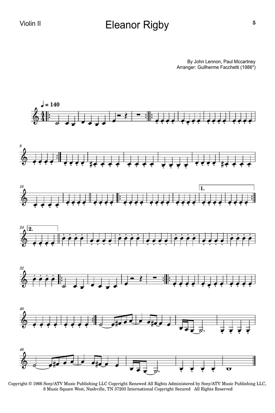 Eleanor Rigby String Quartet scores gallery preview page 5