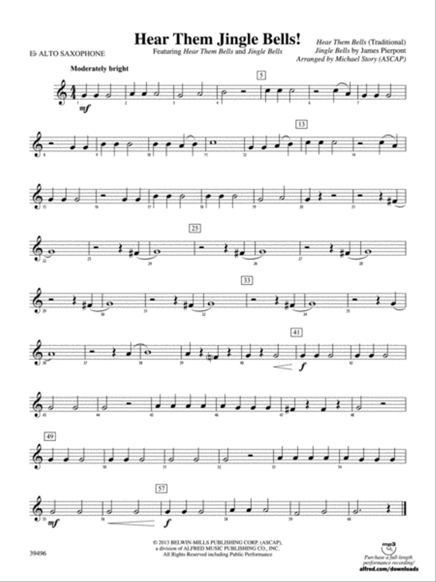 Hear Them Jingle Bells!: E-flat Alto Saxophone Concert Band scores gallery preview page 1