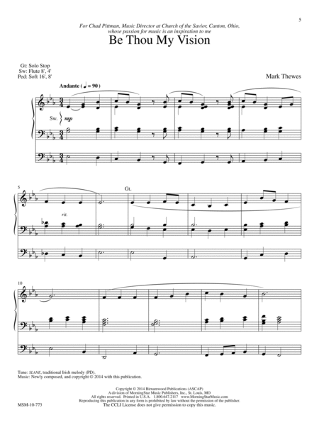 Be Thou My Vision: Five Hymn Arrangements for Organ