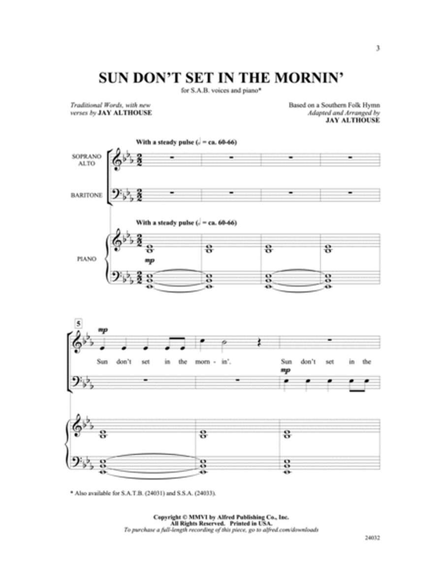 Sun Don't Set in the Mornin' (Based On A Southern Folk Hymn) image number null