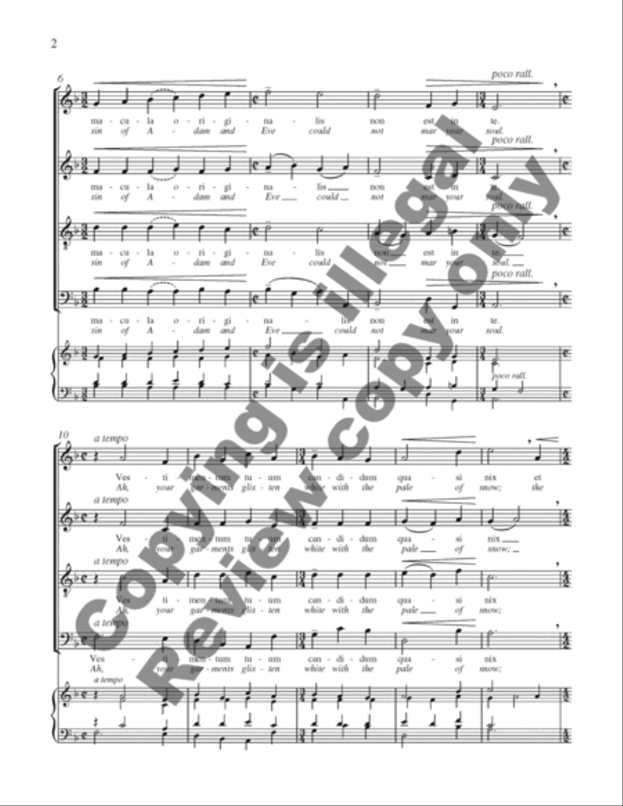 Tota pulchra es, Maria (Ah, how fair are you, O Mary) 4-Part scores gallery preview page 3