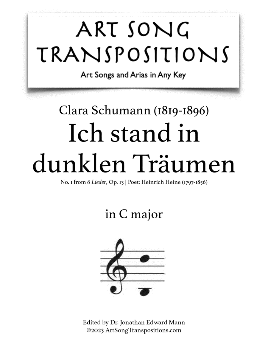 SCHUMANN: Ich stand in dunklen Träumen, Op. 13 no. 1 (transposed to C major)