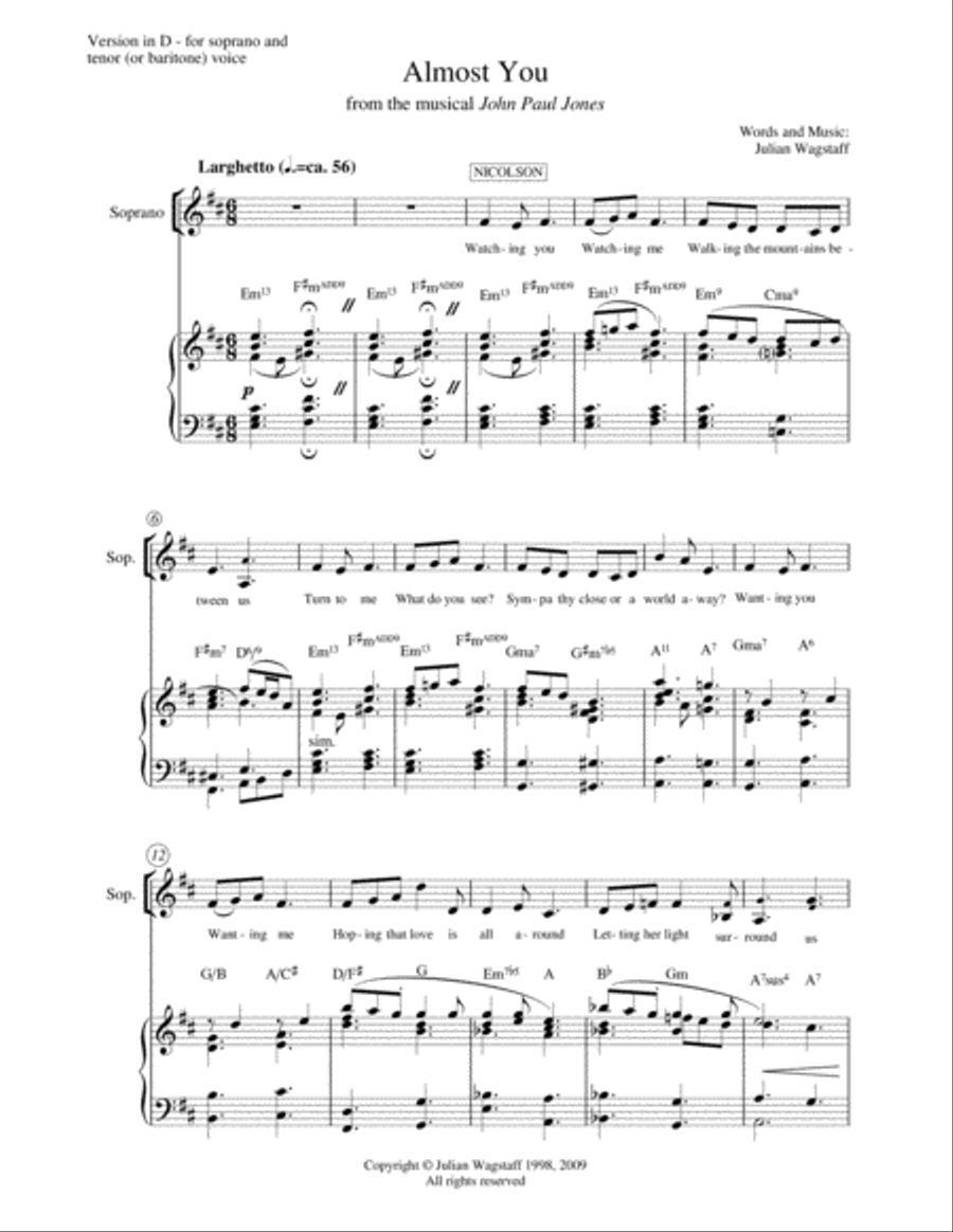 Almost You - duet from the musical John Paul Jones Vocal Duet scores gallery preview page 3