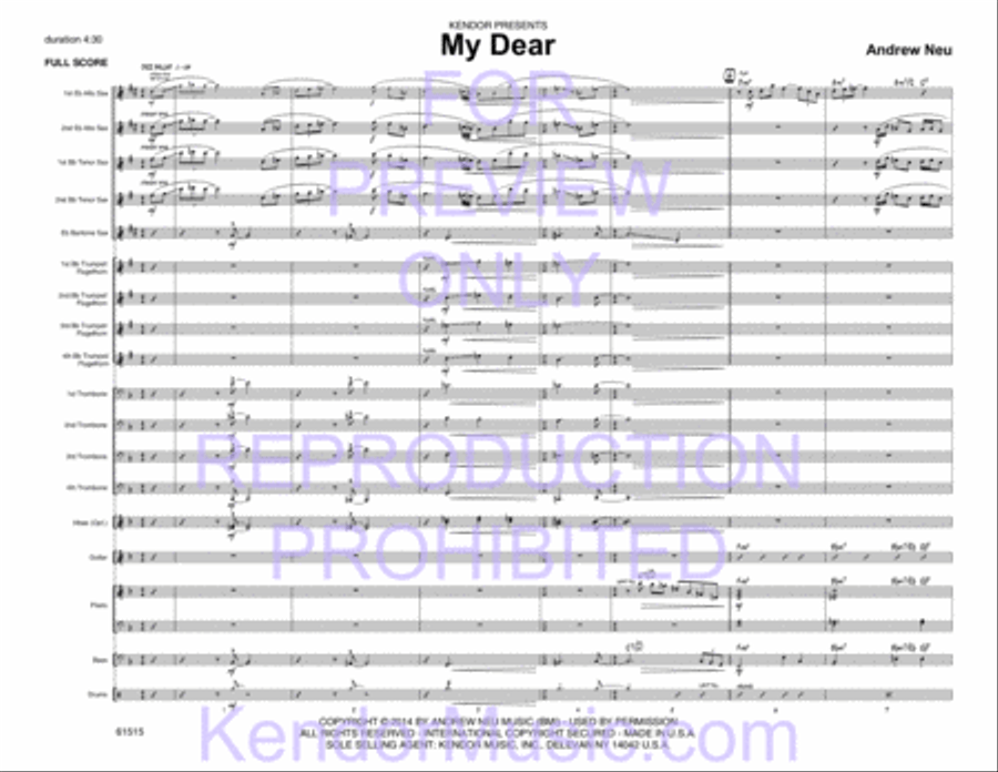 My Dear (Full Score) Jazz Ensemble scores gallery preview page 3