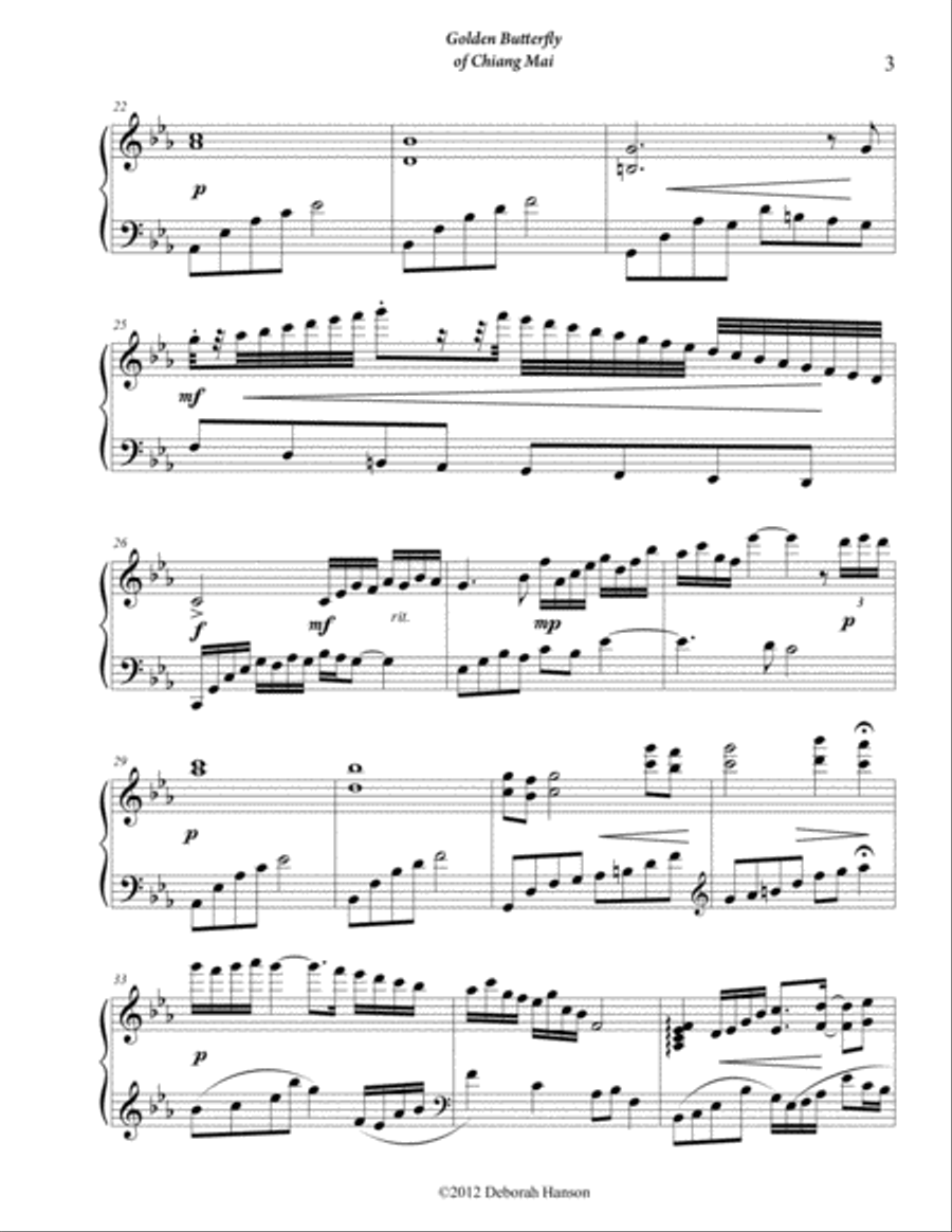 Golden Butterfly of Chiang Mai Piano Solo scores gallery preview page 3