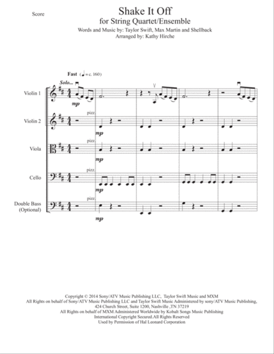 Shake It Off String Quartet scores gallery preview page 2