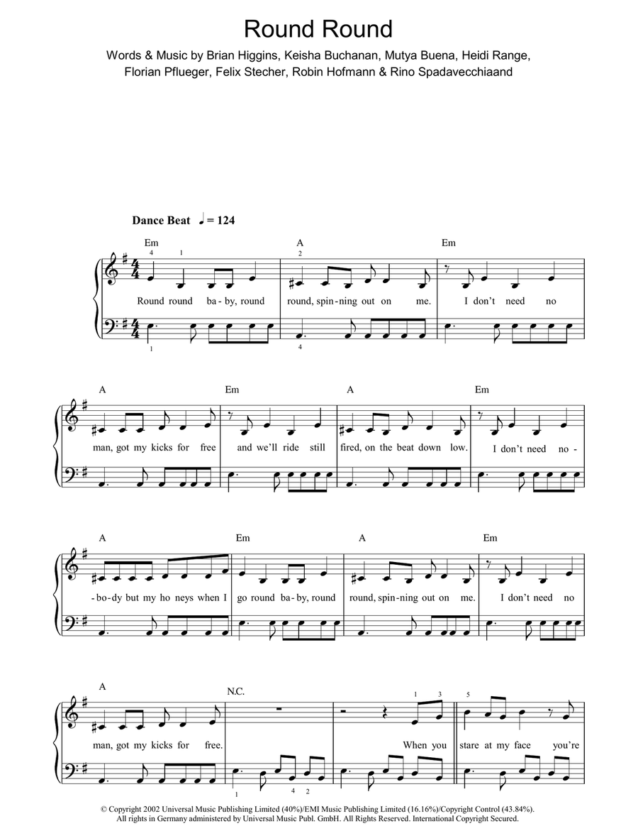 Round Round Round Round Piano, Vocal, Guitar scores gallery preview page 1