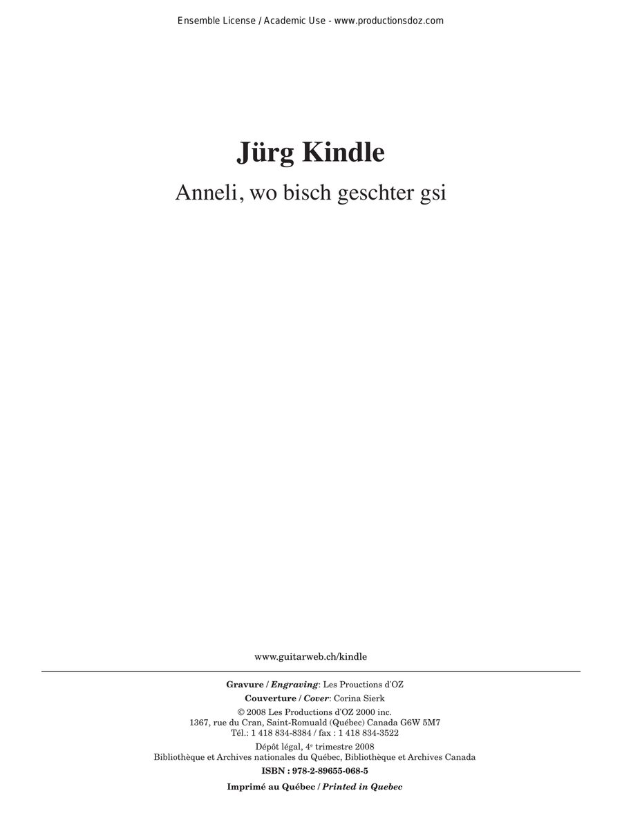Musique facile pour 4 guitares - Suisse (Anneli)