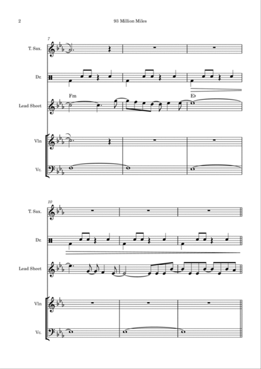 93 Million Miles Tenor Saxophone scores gallery preview page 2