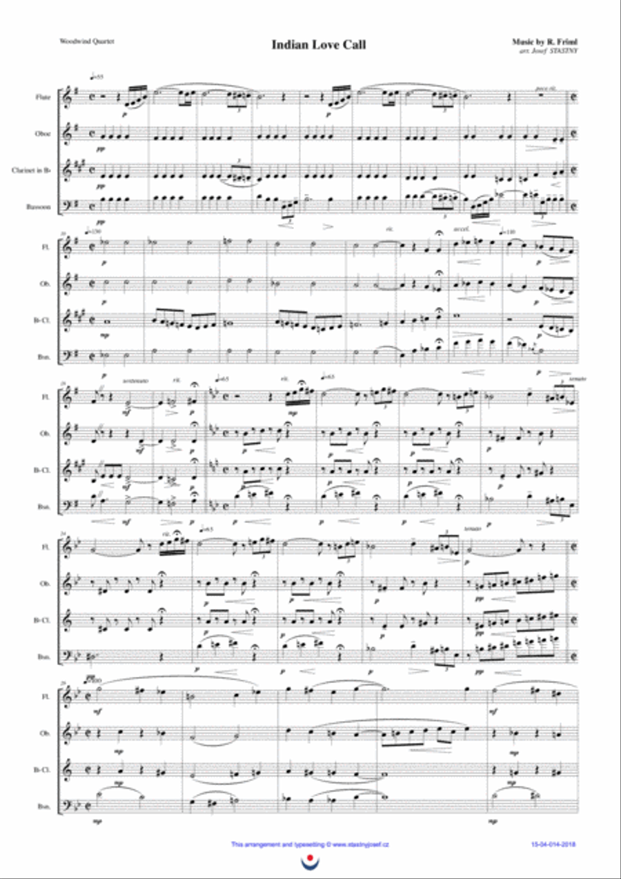 Indian Love Call Woodwind Quartet scores gallery preview page 1