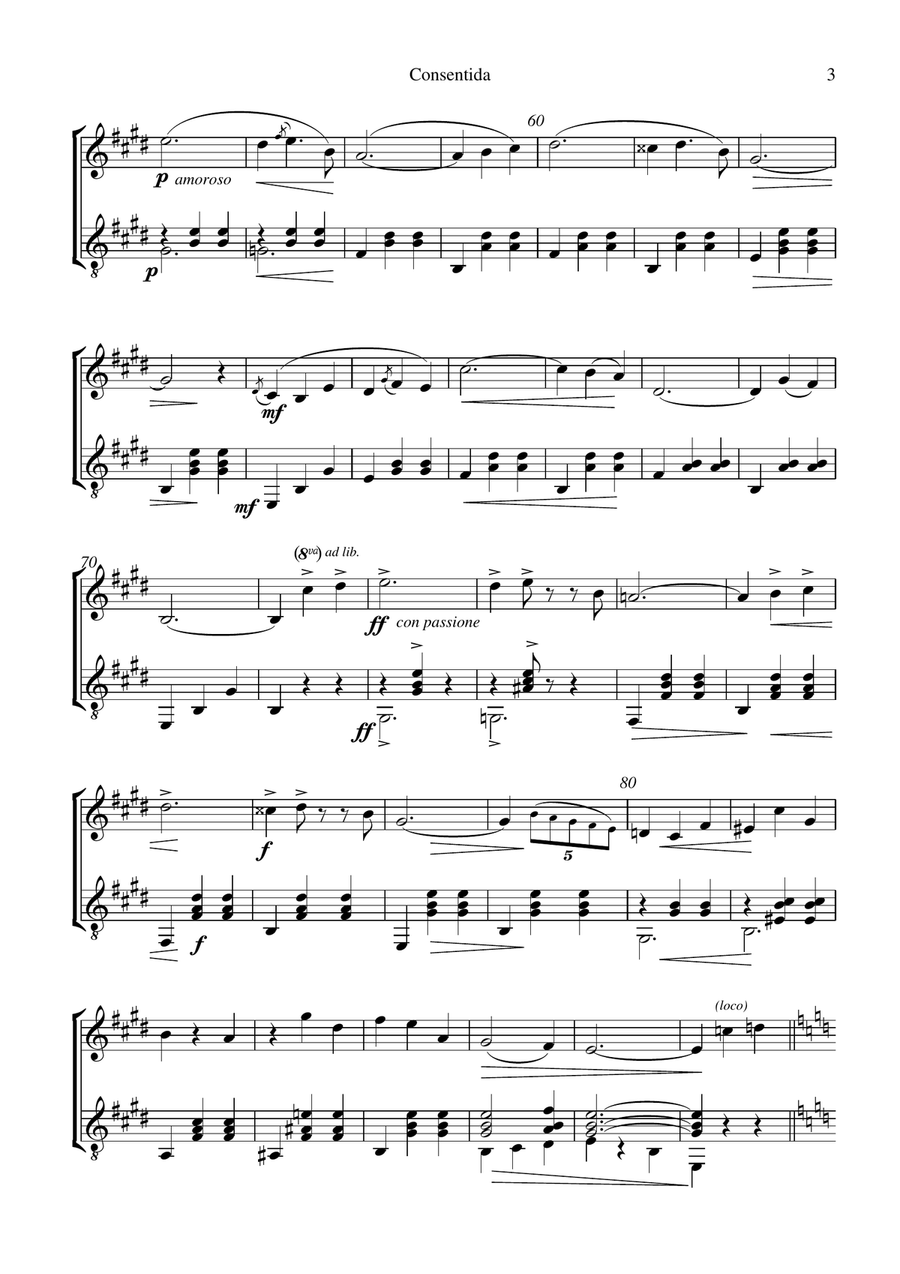 Consentida - Mexican Waltz for violin and guitar String Duet scores gallery preview page 3