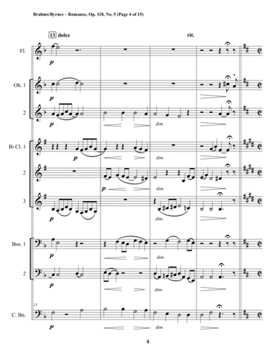 Johannes Brahms – Romanze, Op. 118, No. 5 (Woodwind Nonet) image number null