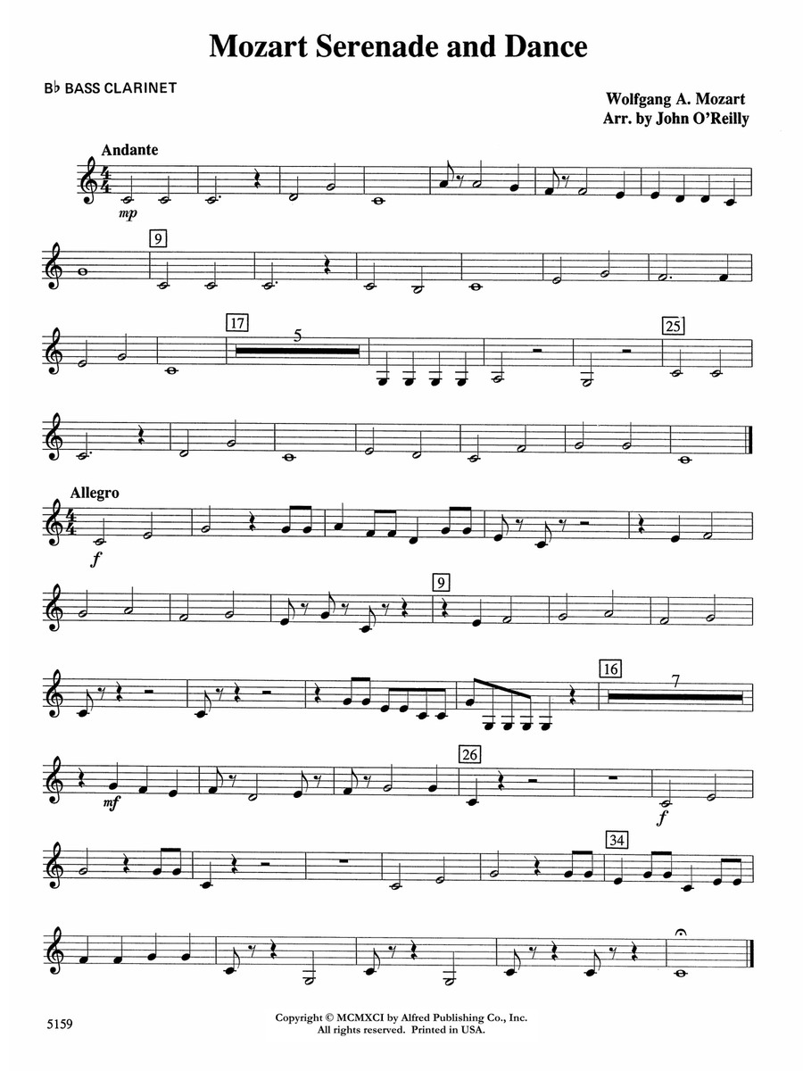 Mozart Serenade and Dance: B-flat Bass Clarinet