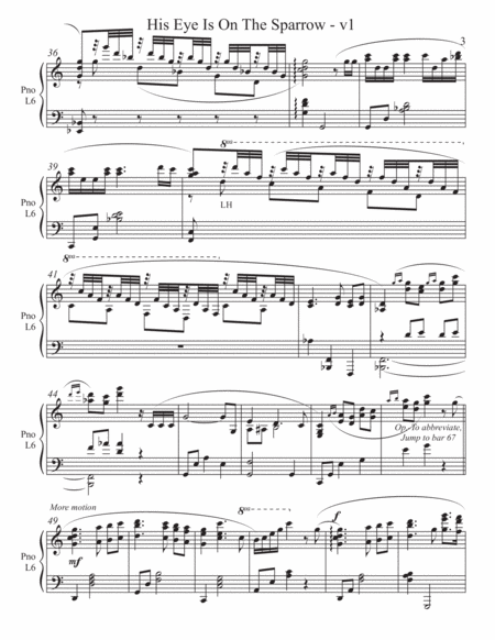 His Eye Is On the Sparrow-v1 (2 for 1 PIANO Standalone Arr's) image number null
