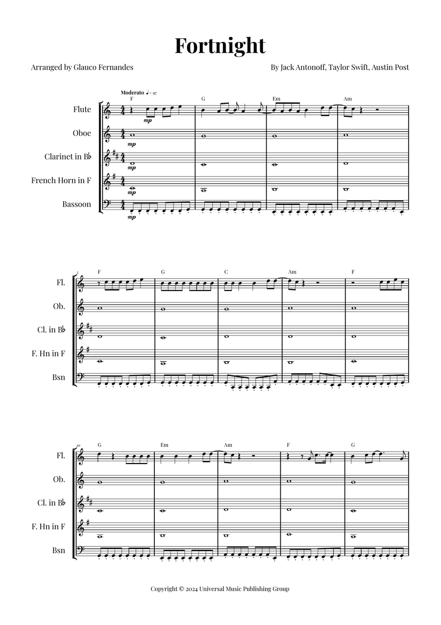 Fortnight Woodwind Quintet scores gallery preview page 1