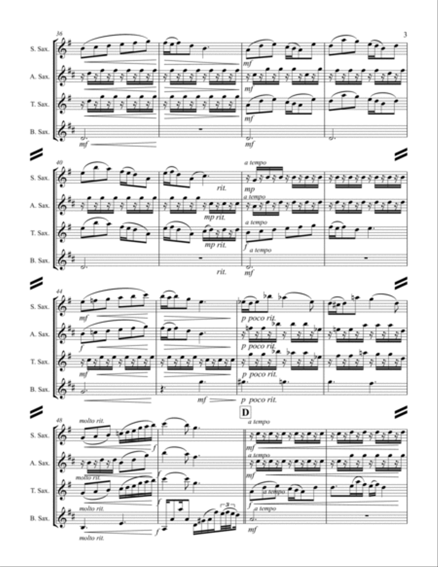 Mallorca – Barcarola (for Saxophone Quartet SATB) Saxophone Quartet scores gallery preview page 4