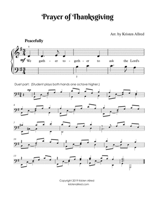 Prayer of Thanksgiving - Easy Piano with teacher duet