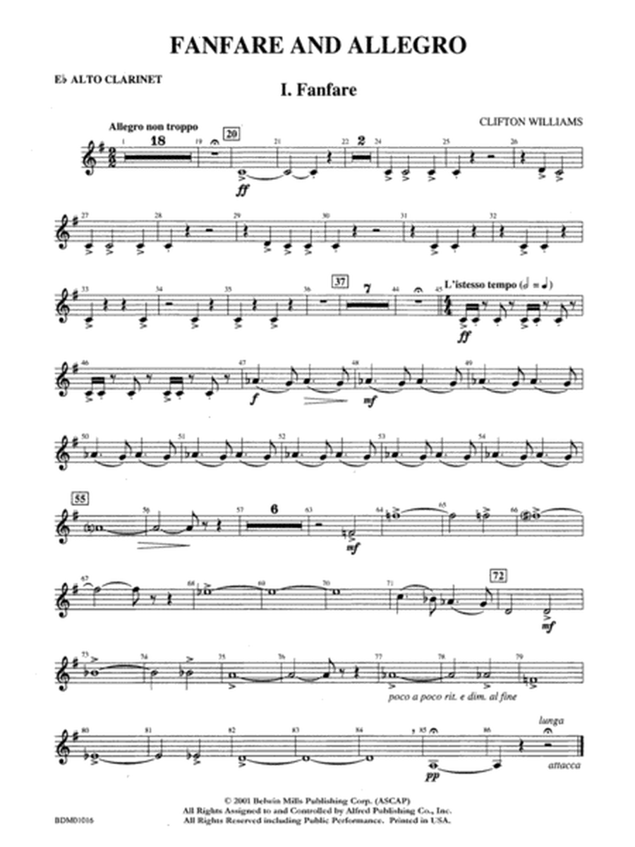 Fanfare and Allegro: E-flat Alto Clarinet