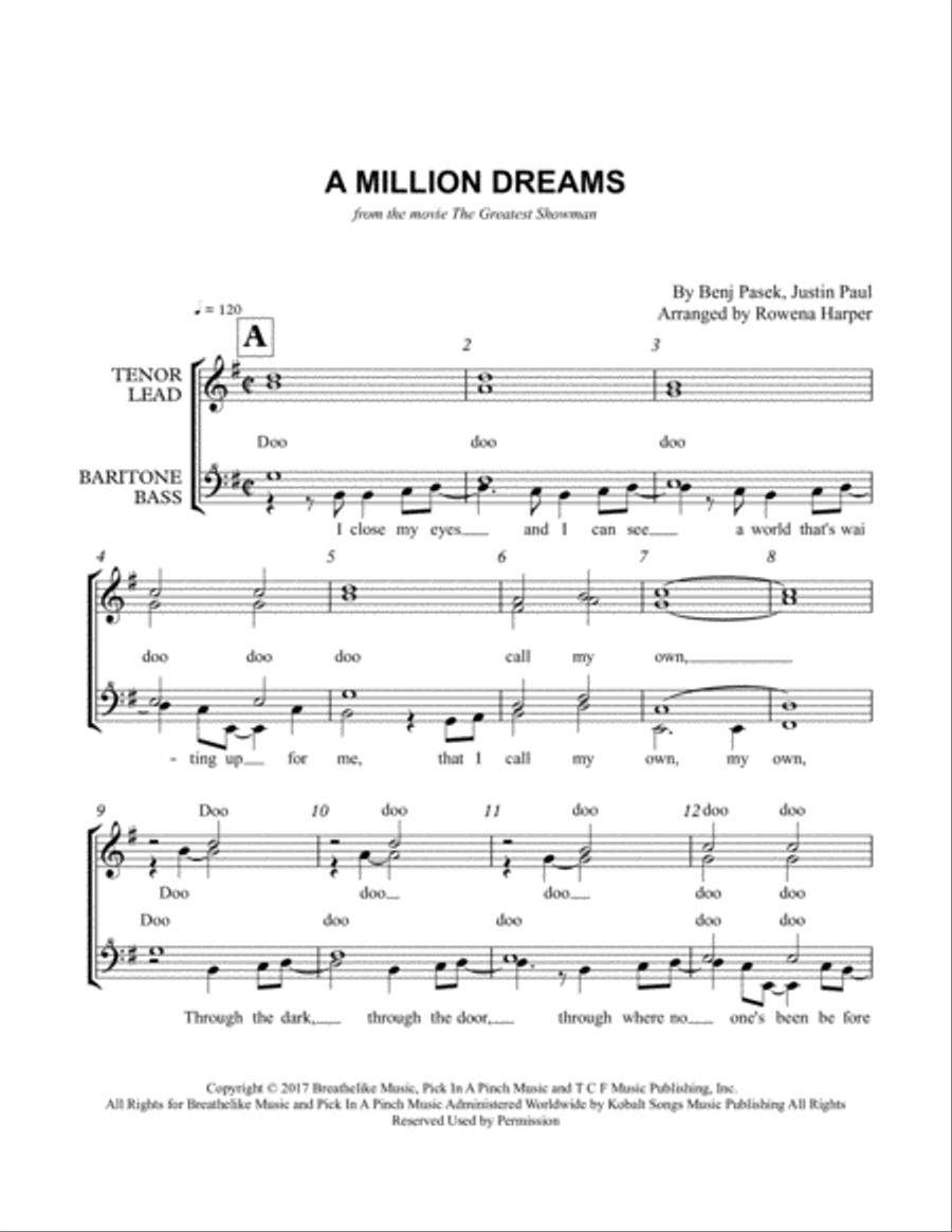 A Million Dreams SSAA scores gallery preview page 1