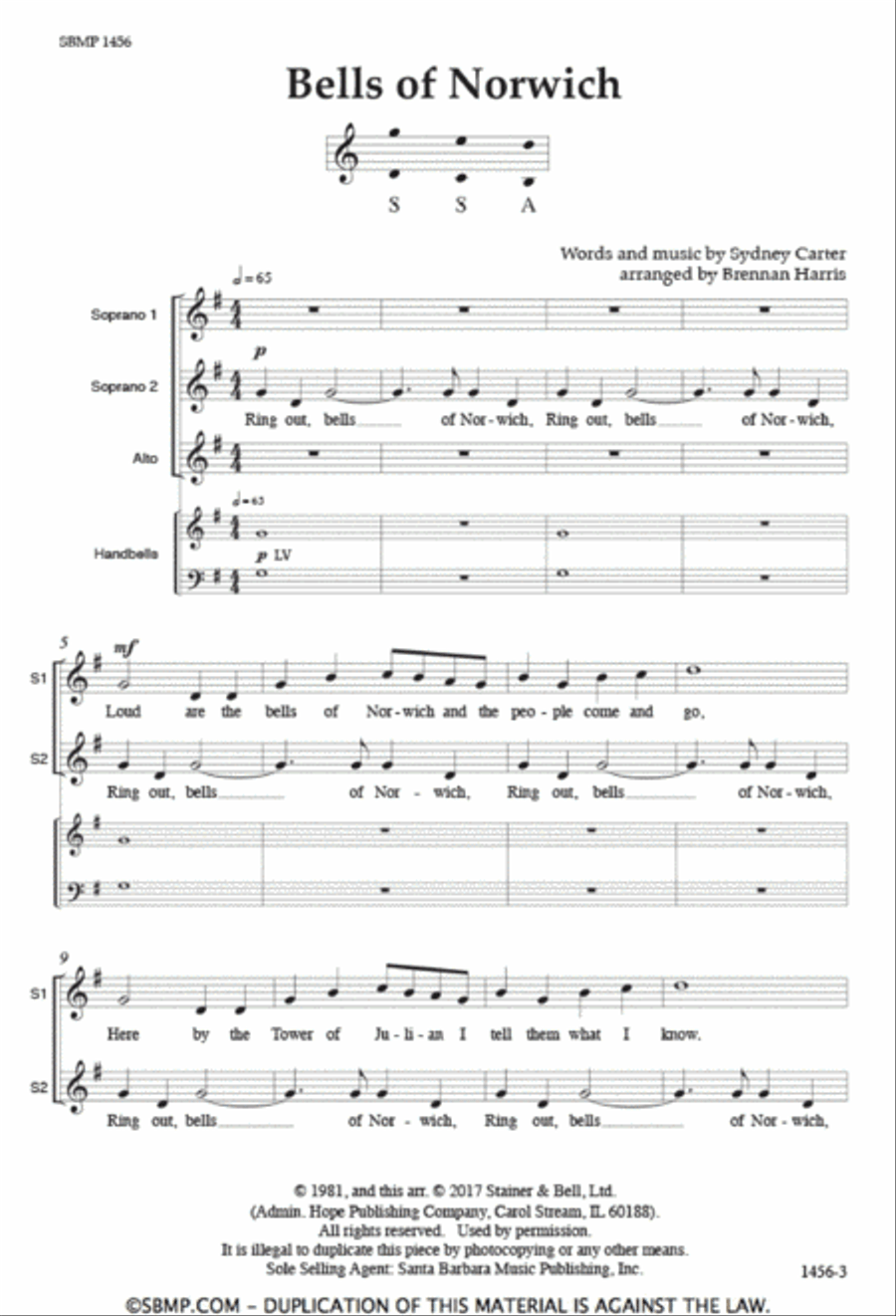 Bells of Norwich - SSA Octavo SSA scores gallery preview page 2
