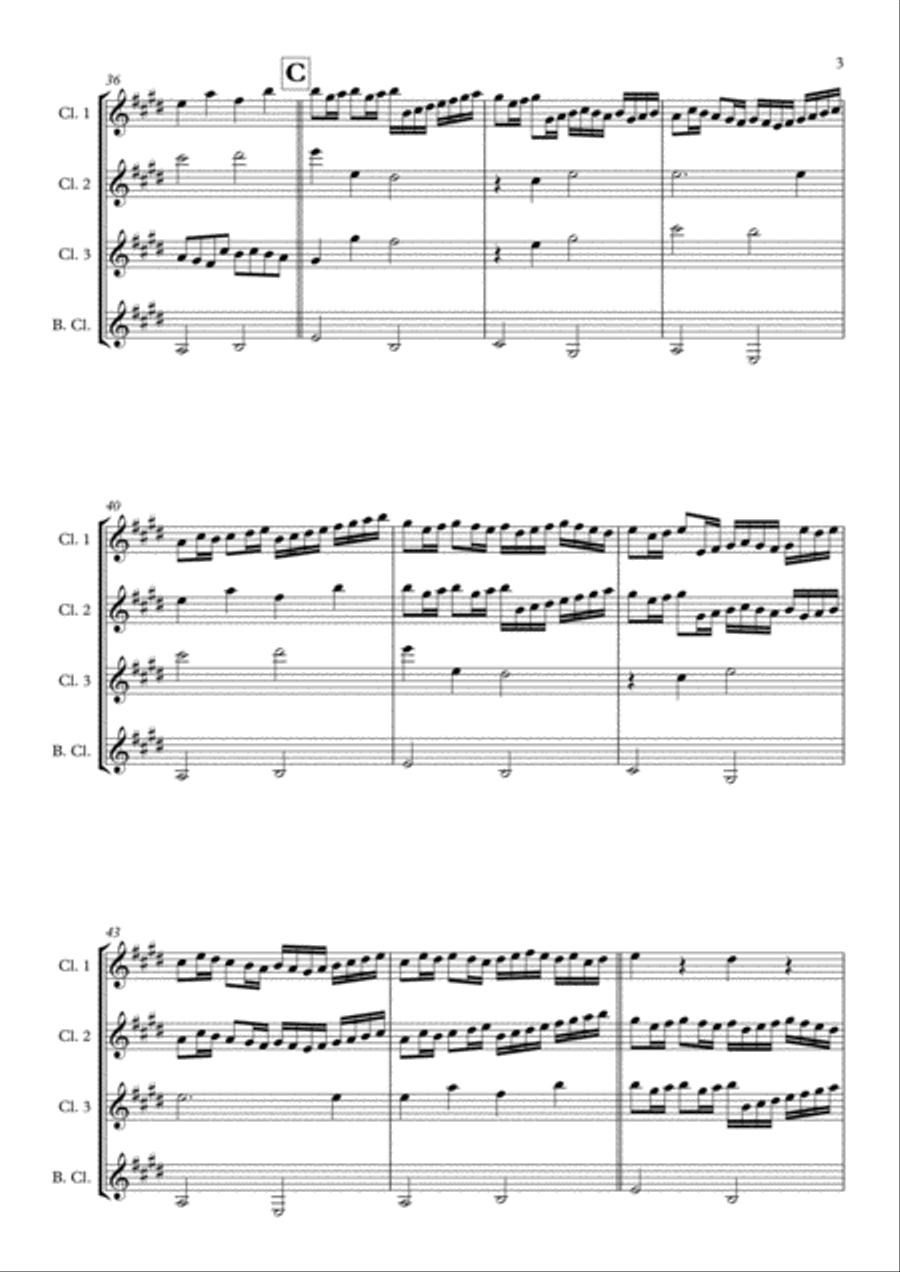 Canon and Gigue in D for Clarinet Quartet Clarinet Quartet scores gallery preview page 5