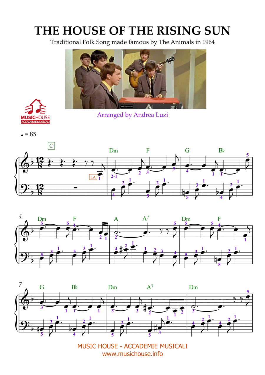 The House Of The Rising Sun - EASY PIANO Easy Piano scores gallery preview page 1