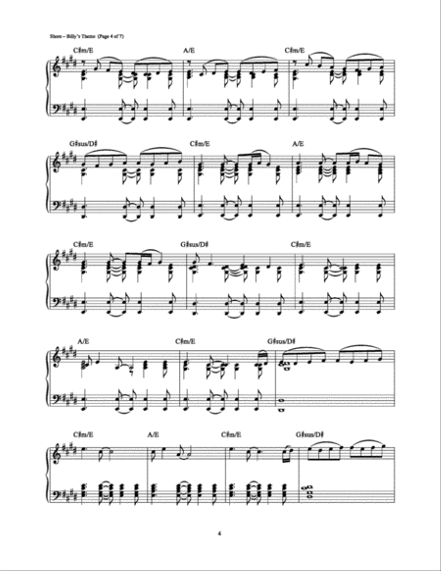 Billy's Theme (from The Departed) Piano Solo scores gallery preview page 4
