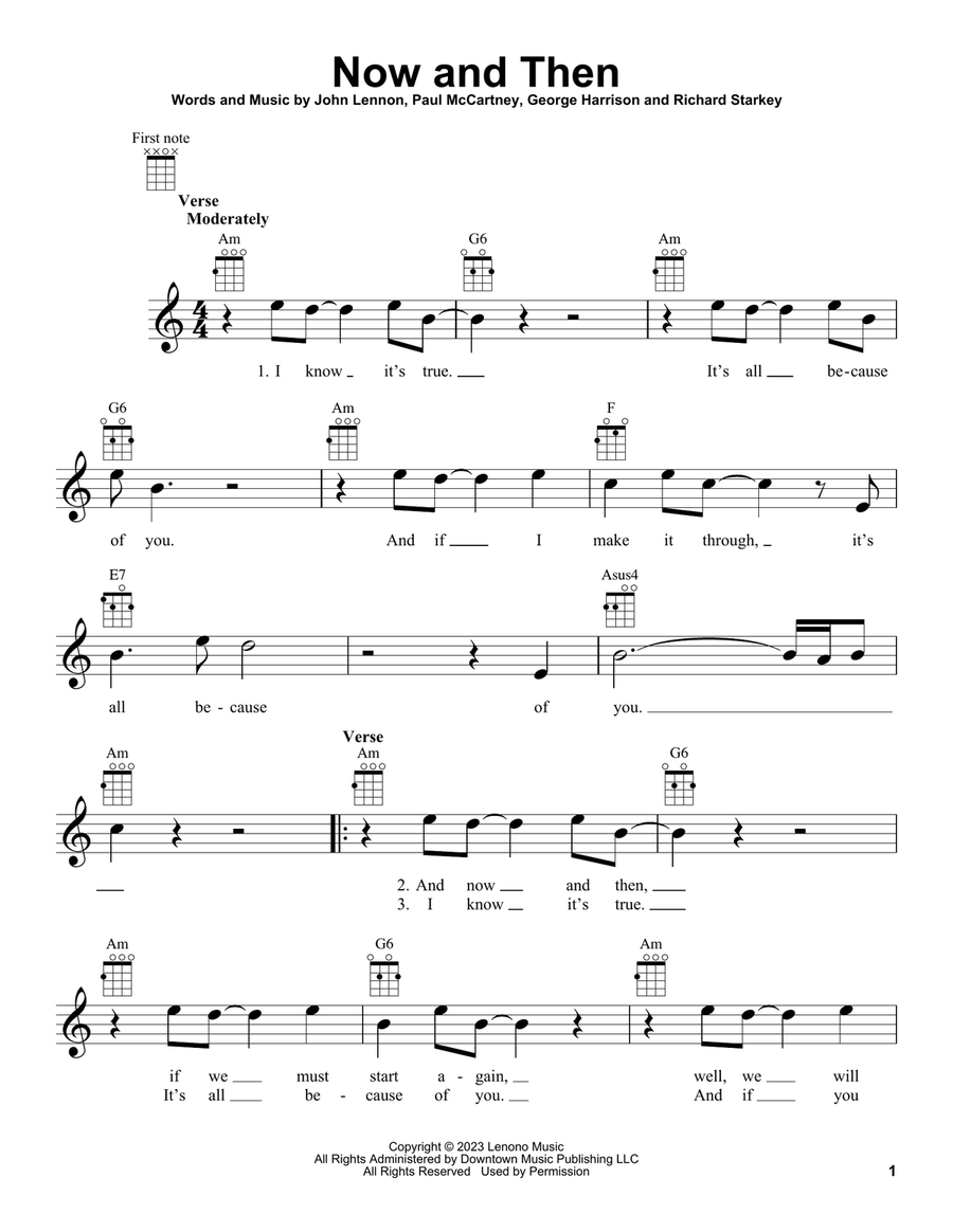 Now And Then Ukulele scores gallery preview page 1