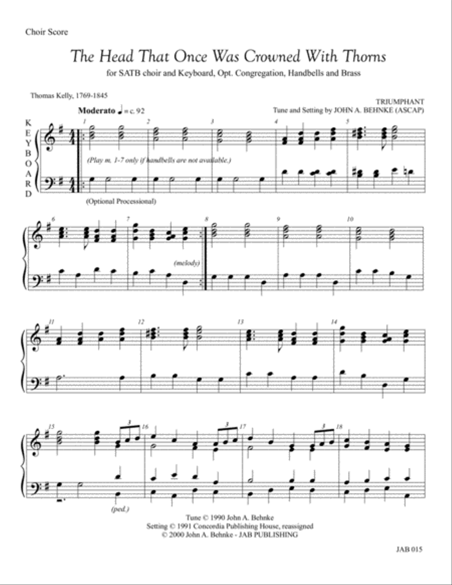 The Head That Once Was Crowned 4-Part scores gallery preview page 1