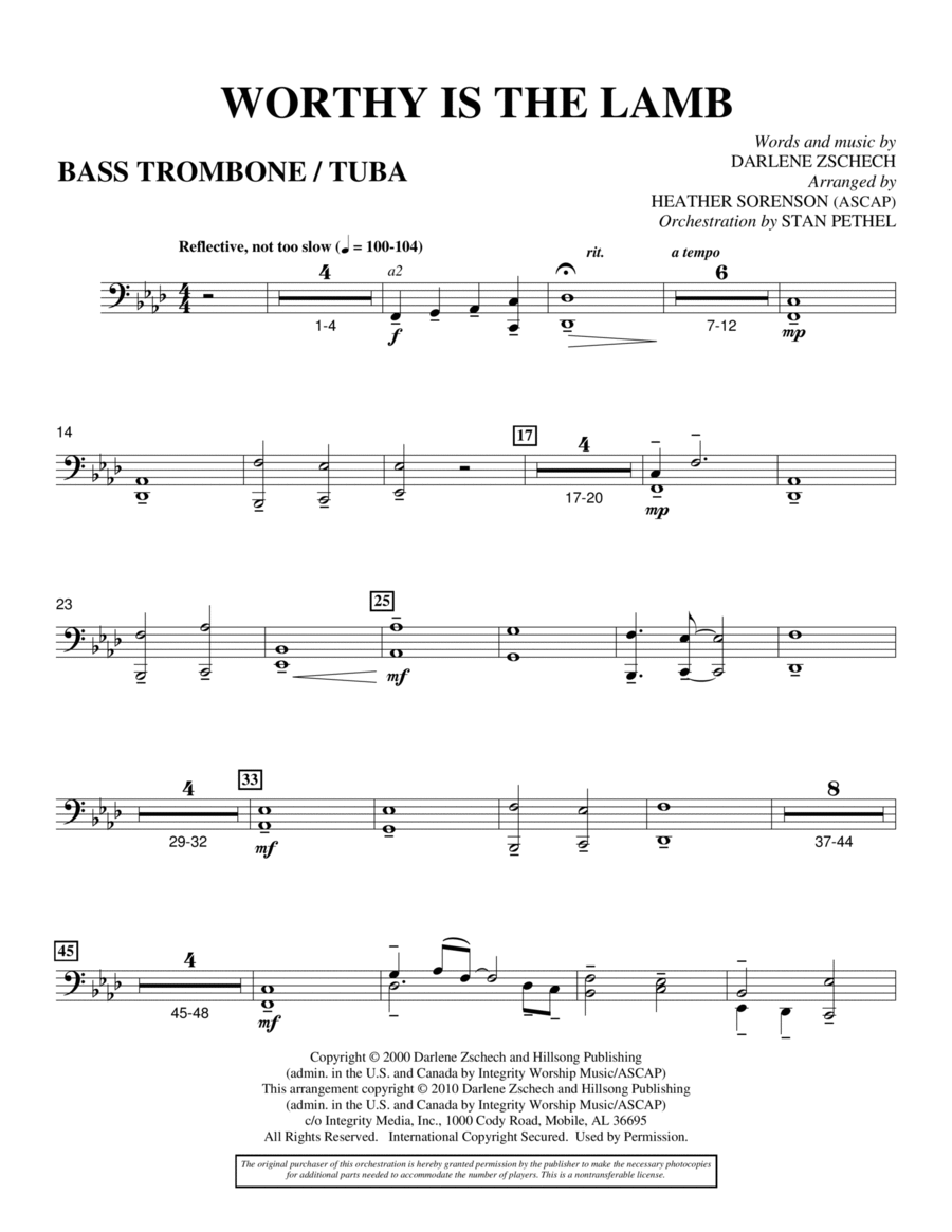 Worthy Is The Lamb - Bass Trombone/Tuba
