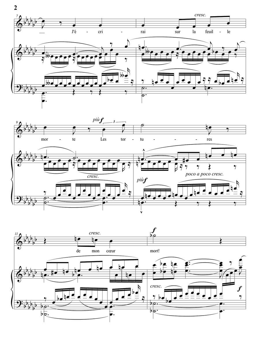 DUPARC: Testament (transposed to E-flat minor) Piano, Vocal scores gallery preview page 3