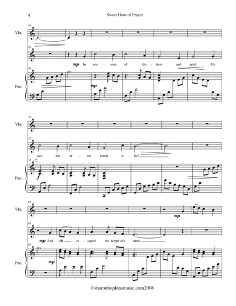 Sweet Hour of Prayer Voice scores gallery preview page 4