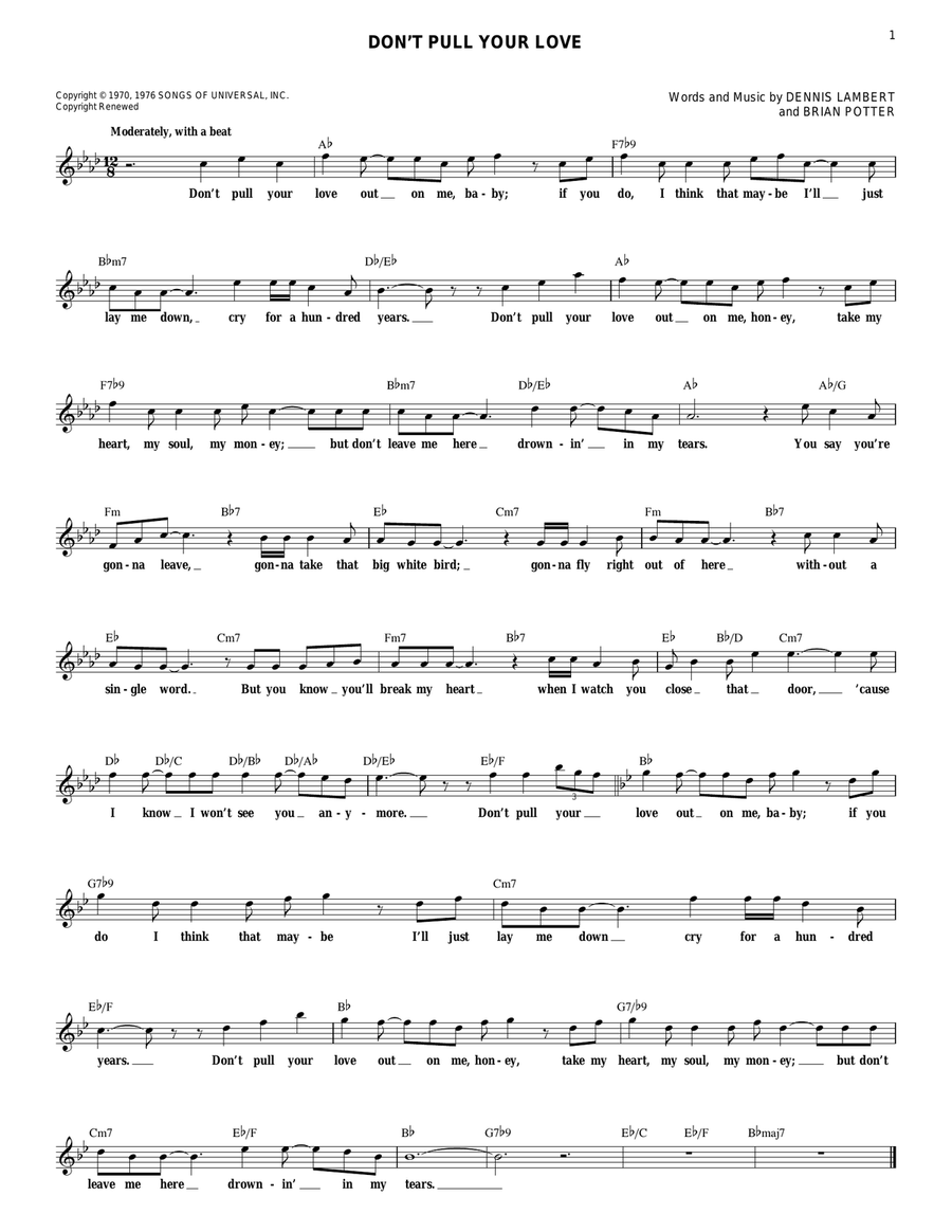 Don't Pull Your Love Guitar scores gallery preview page 1