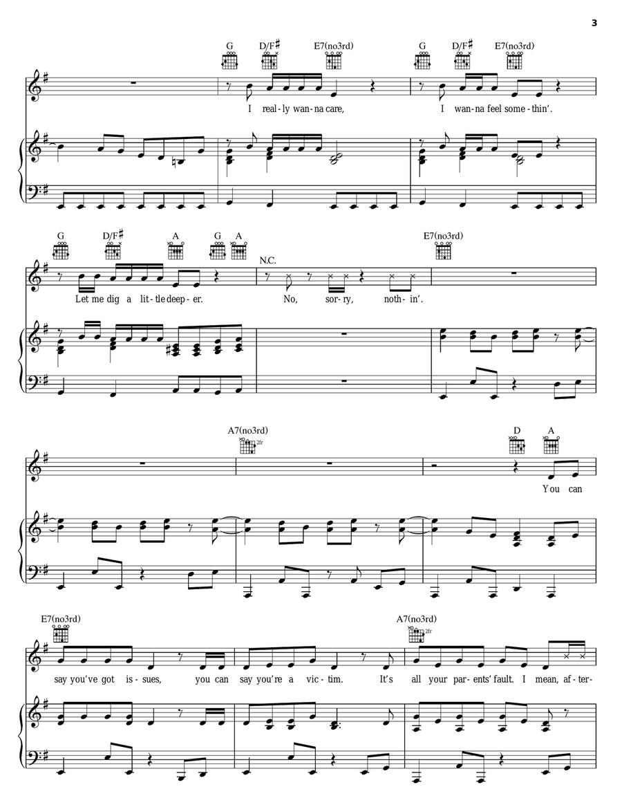 My Give A Damn's Busted Piano, Vocal, Guitar scores gallery preview page 3