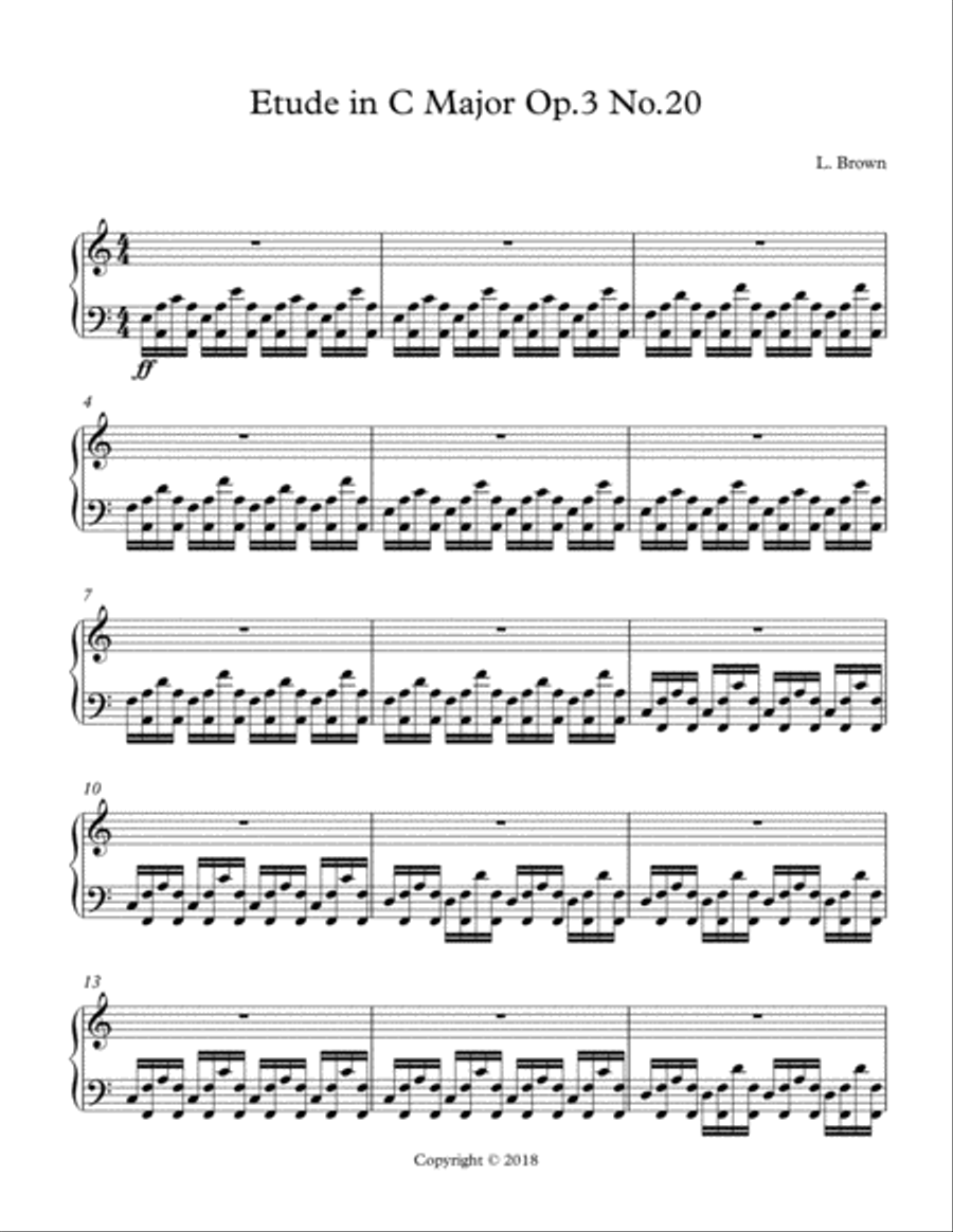 Etude in C Major Op.3 No.20 Piano Method scores gallery preview page 1