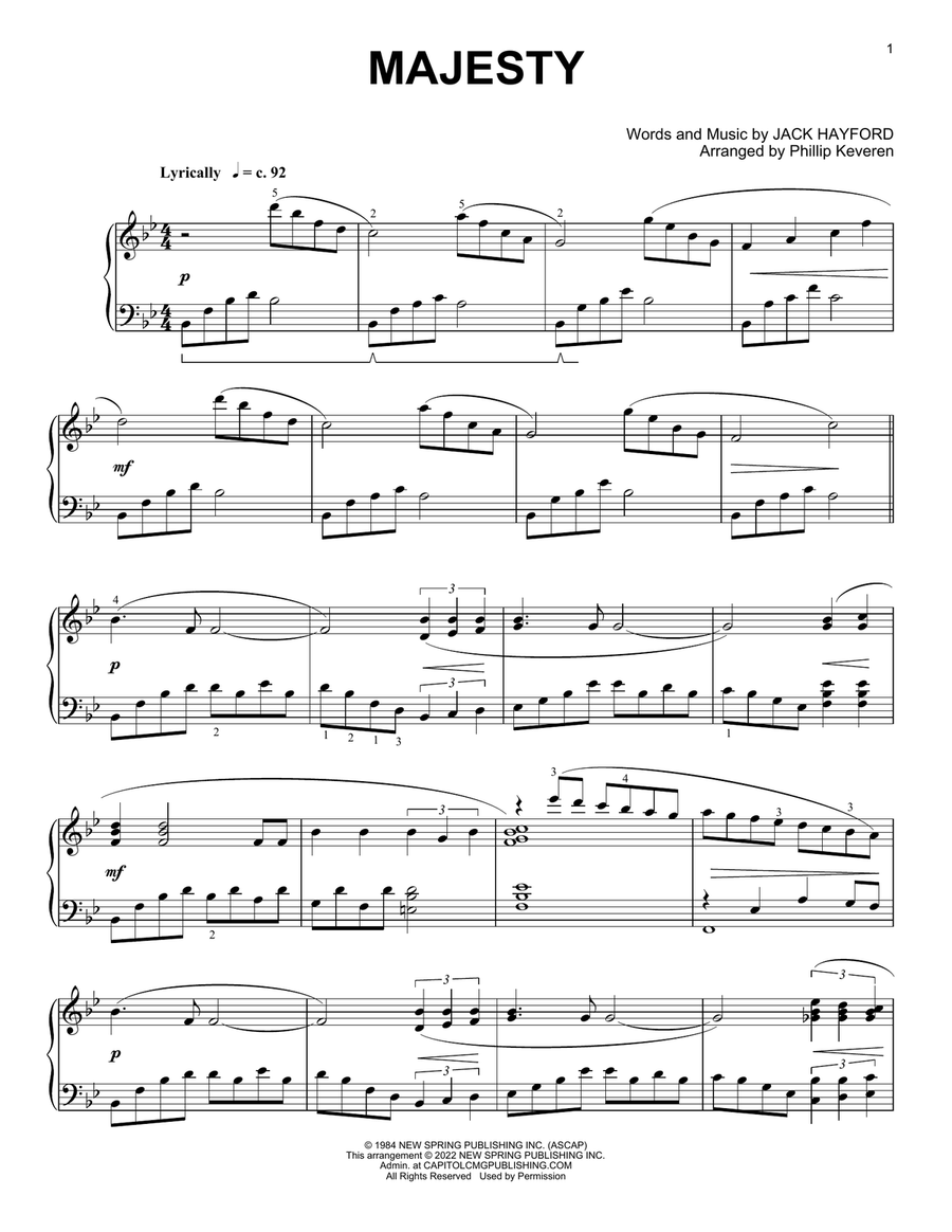 Majesty [Classical version] (arr. Phillip Keveren) Piano Solo scores gallery preview page 1
