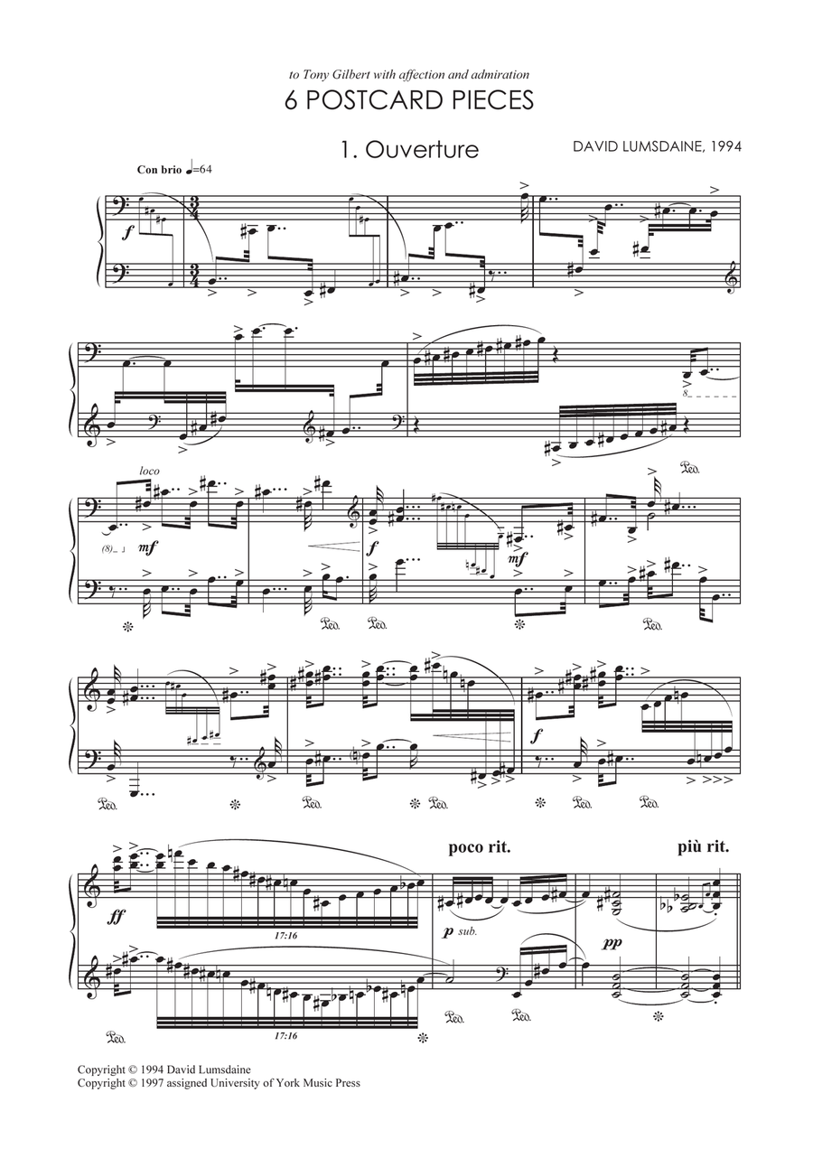 Six Postcard Pieces Piano Solo scores gallery preview page 1