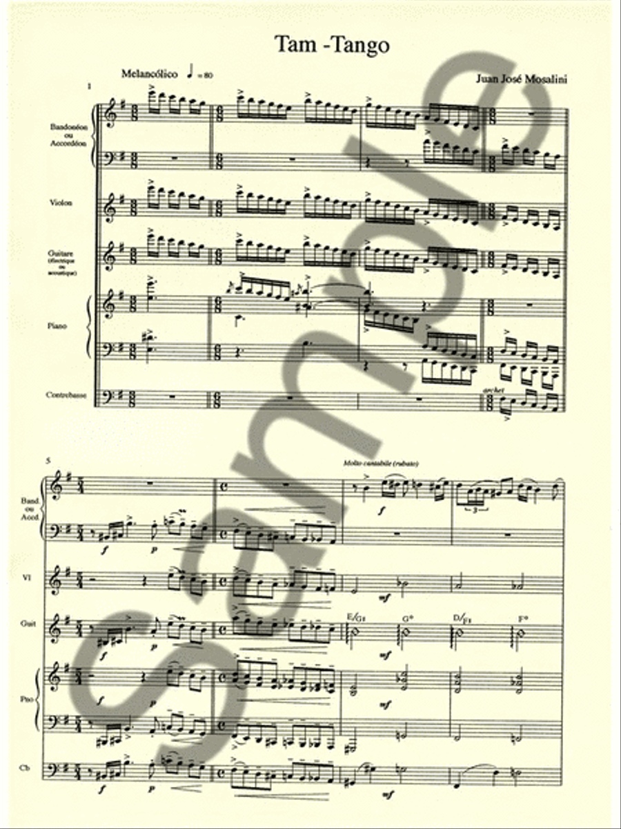 Mosalini Juan Jose Tam Tango Accordion/ensemble Score/parts