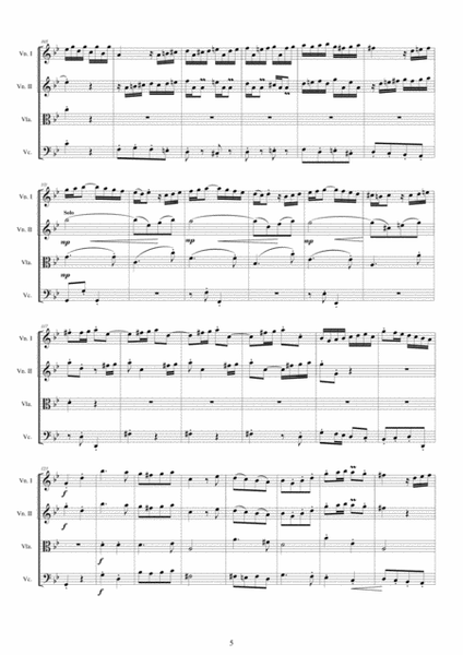 Vivaldi - Violin Concerto in G minor RV 316 Op.4 No.6 for Strings Quartet image number null