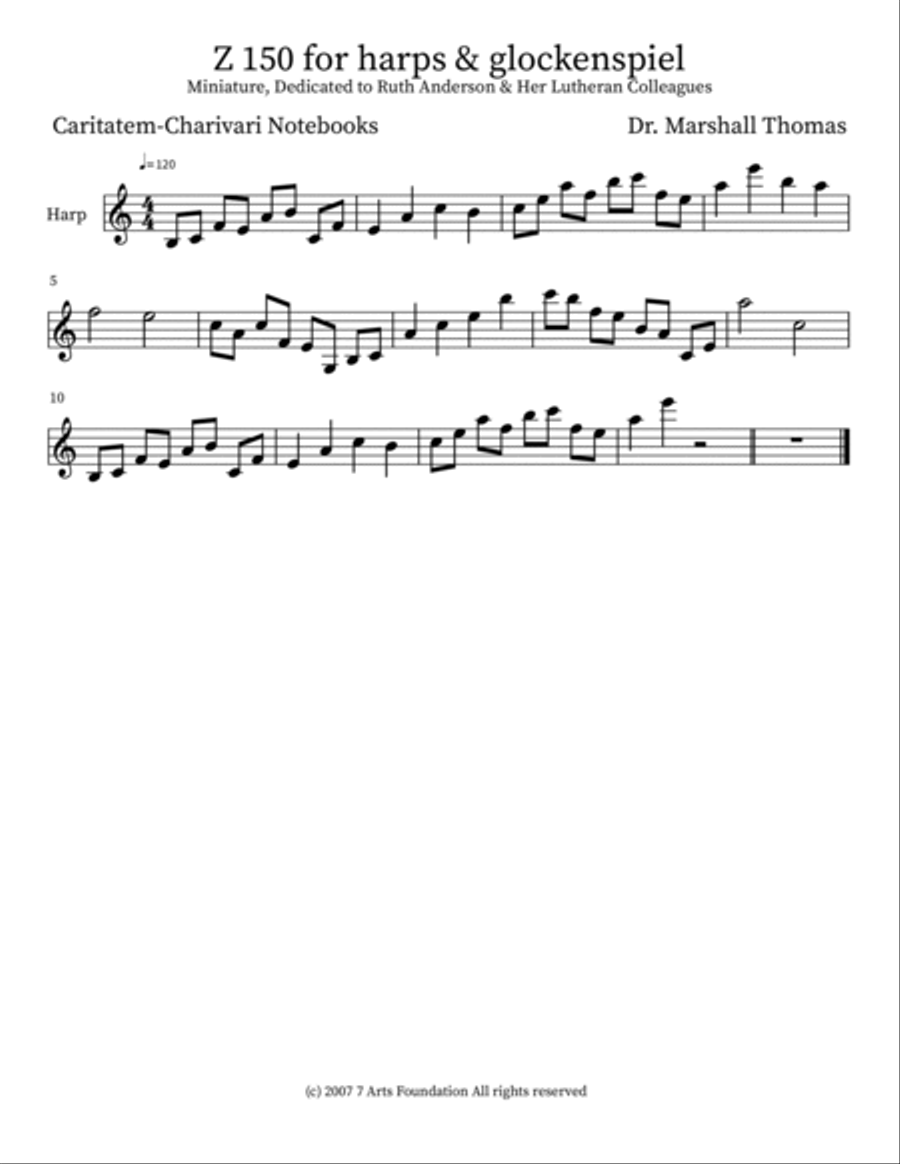 Z 150 for harps & glockenspiel Glockenspiel scores gallery preview page 3