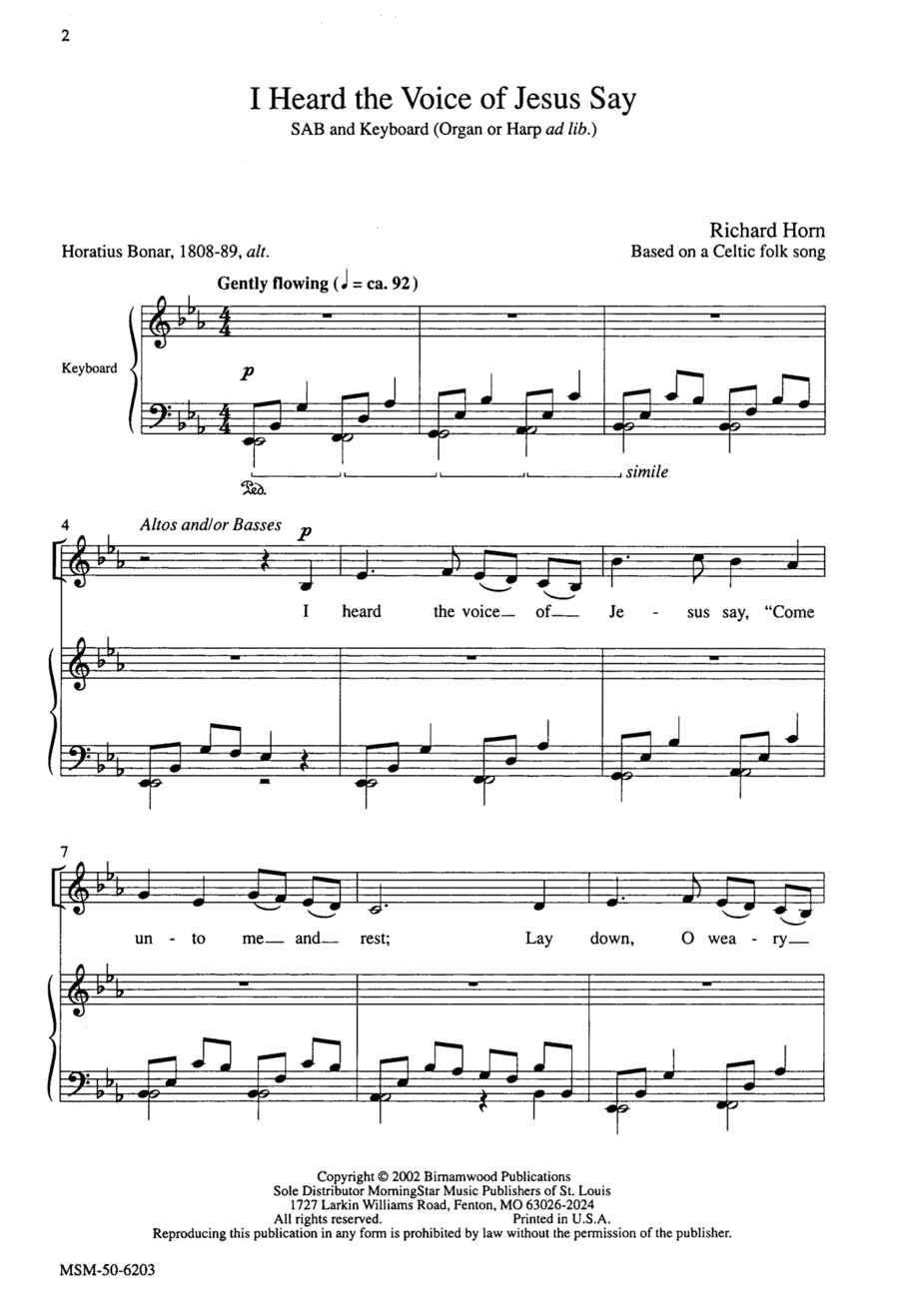 I Heard the Voice of Jesus Say 3-Part scores gallery preview page 1