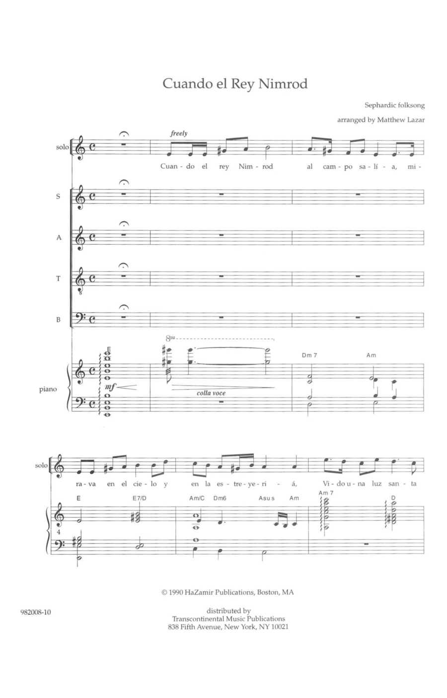 Cuando el Rey Nimrod 4-Part scores gallery preview page 1